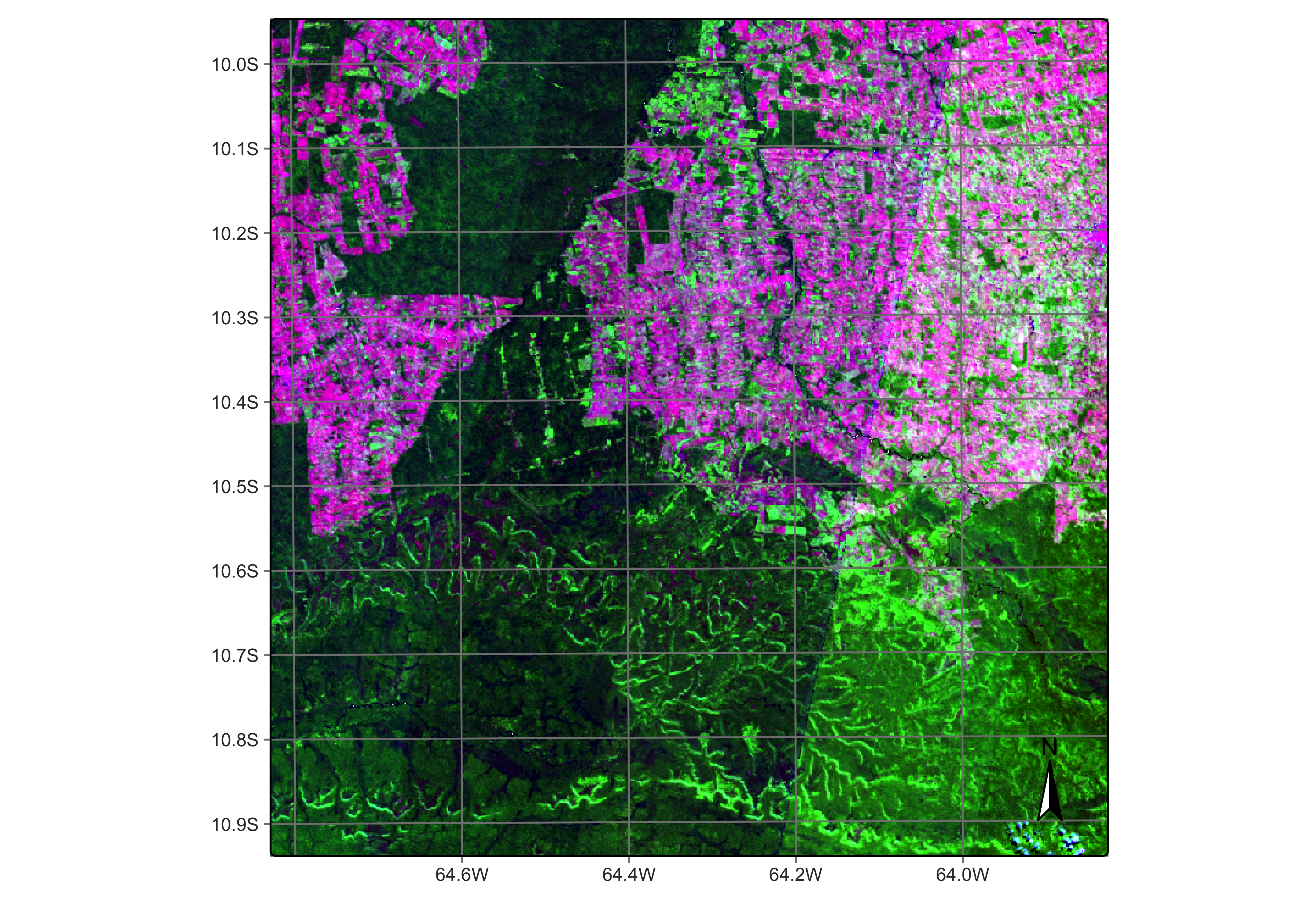 Regularized image for tile Sentinel-2 tile 20LLP (&copy; EU Copernicus Sentinel Programme; source: authors).