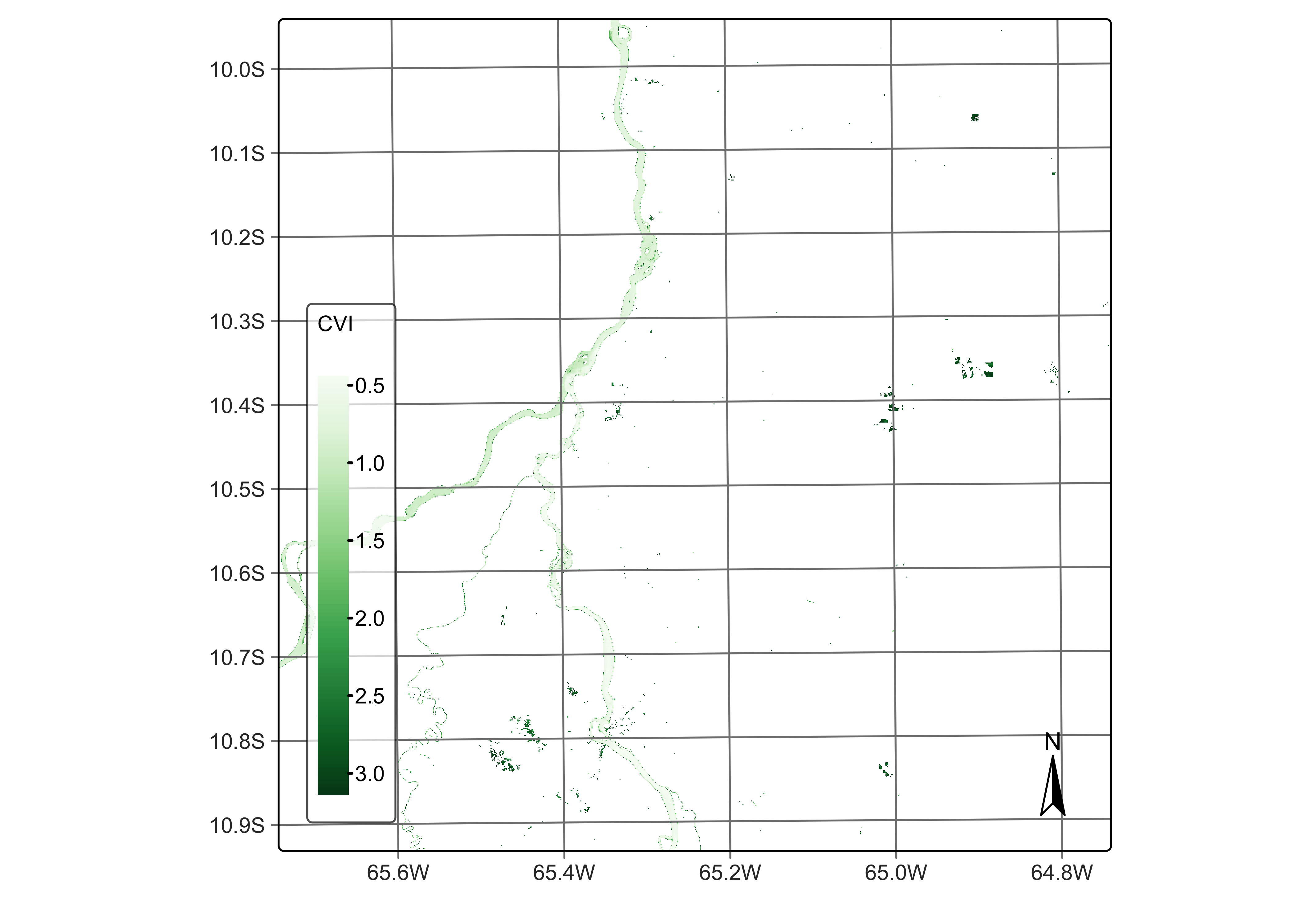 CVI index using bands B03, B05, and B8A (&copy; EU Copernicus Programme modified by authors).