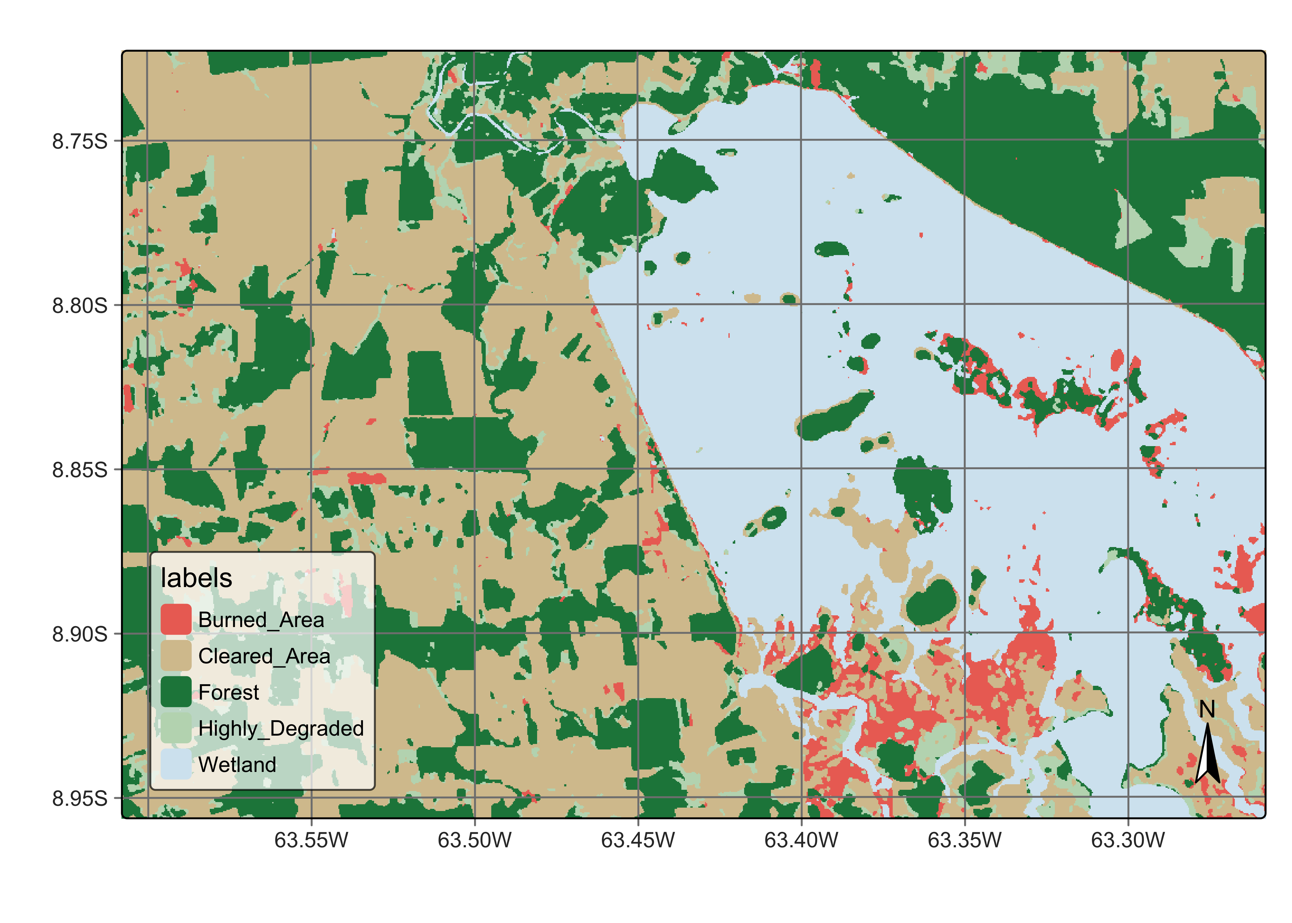 New land classification in Rondonia near Samuel dam (source: authors).