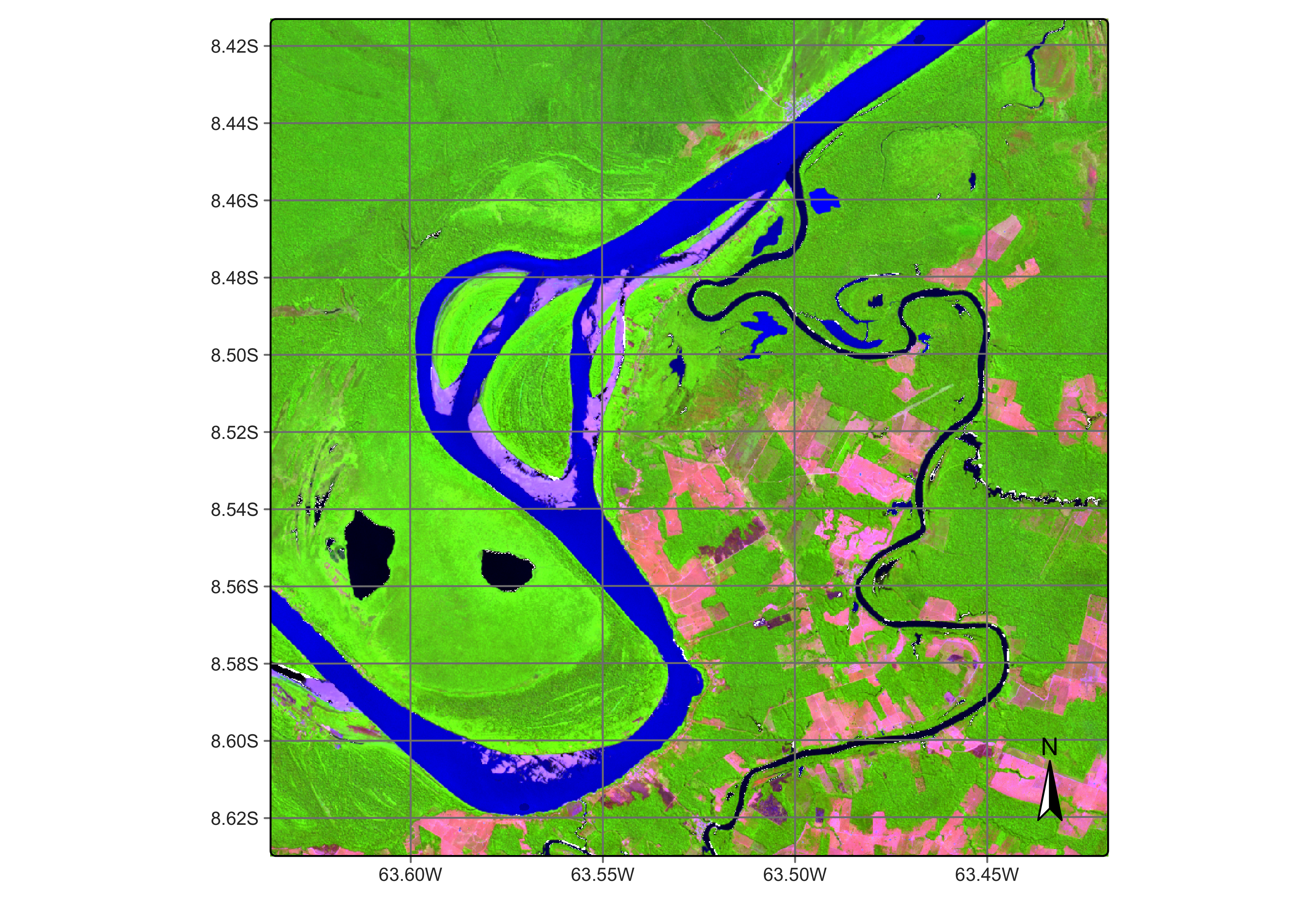 Subset of Sentinel-2 tile 20LMR ((&copy;: EU Copernicus Sentinel Programme; source: Microsoft).