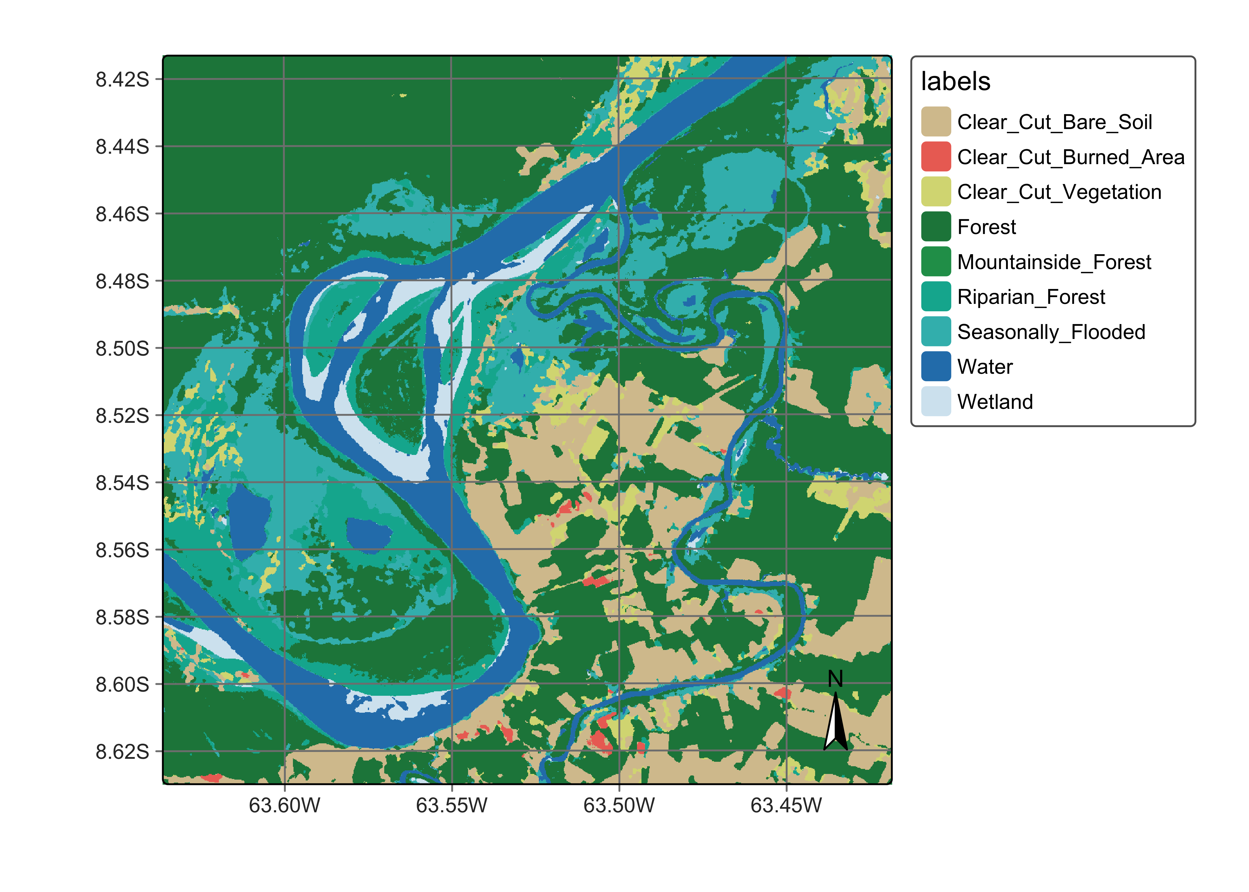 Land classification in Rondonia using a random forest algorithm  (source: authors).