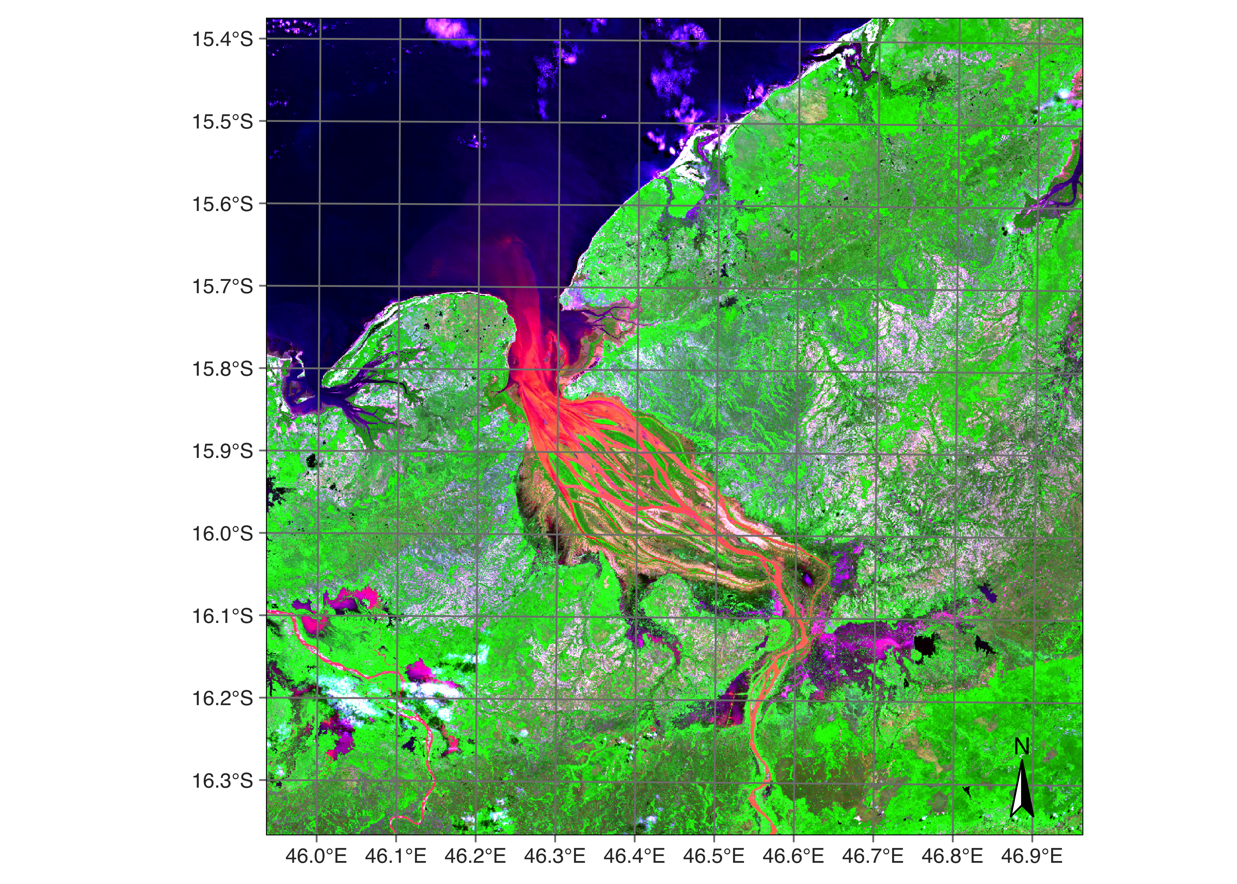 Sentinel-2 image in an area over Madagascar (&copy; EU Copernicus Sentinel Programme; source: Digital Earth Africa).