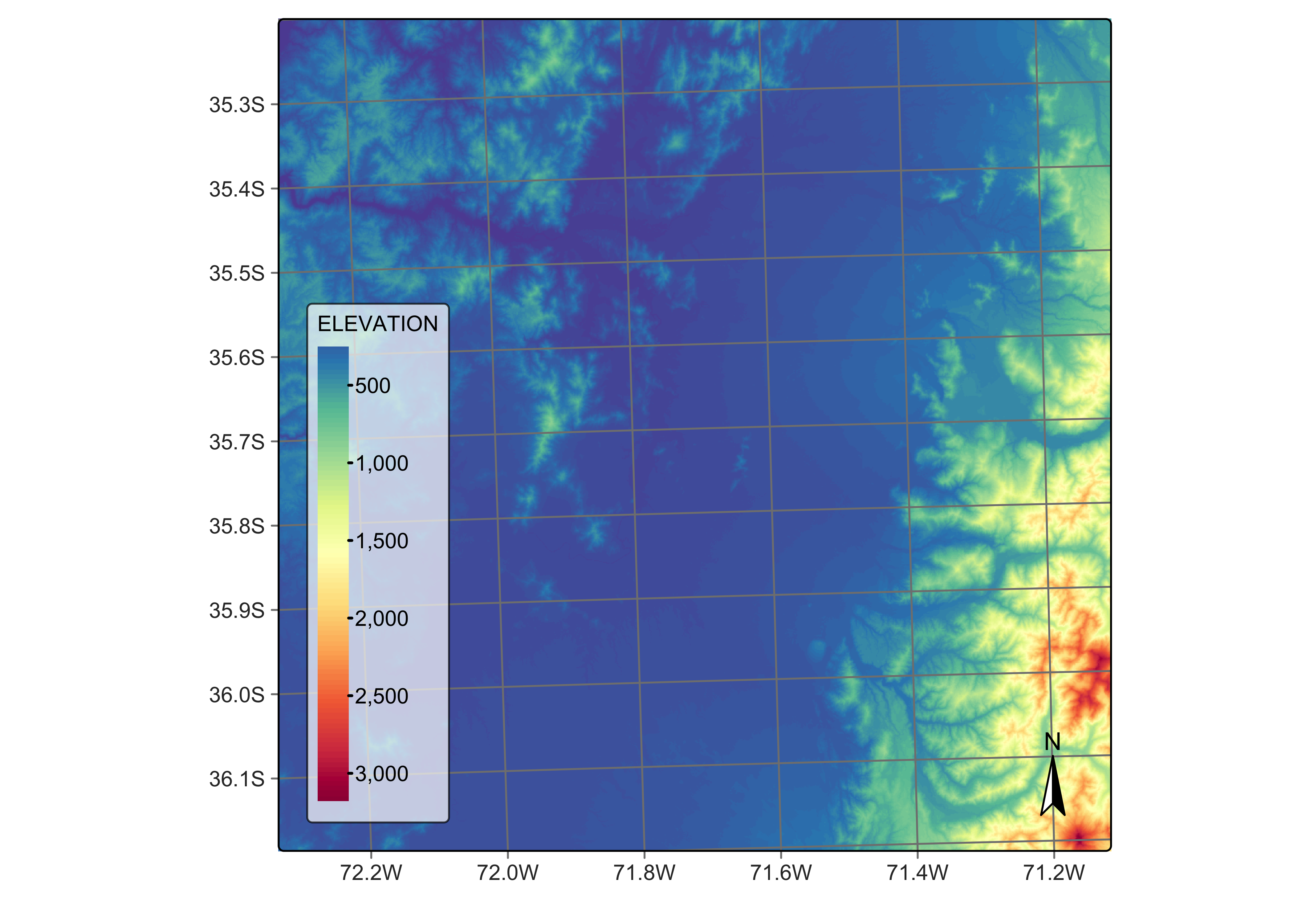 Copernicus DEM-30 covering tile 19HBA (&copy; DLR e.V. 2010-2014 and &copy Airbus Defence and Space GmbH 2014-2018 provided under COPERNICUS by the European Union and ESA; source: Microsoft and authors).