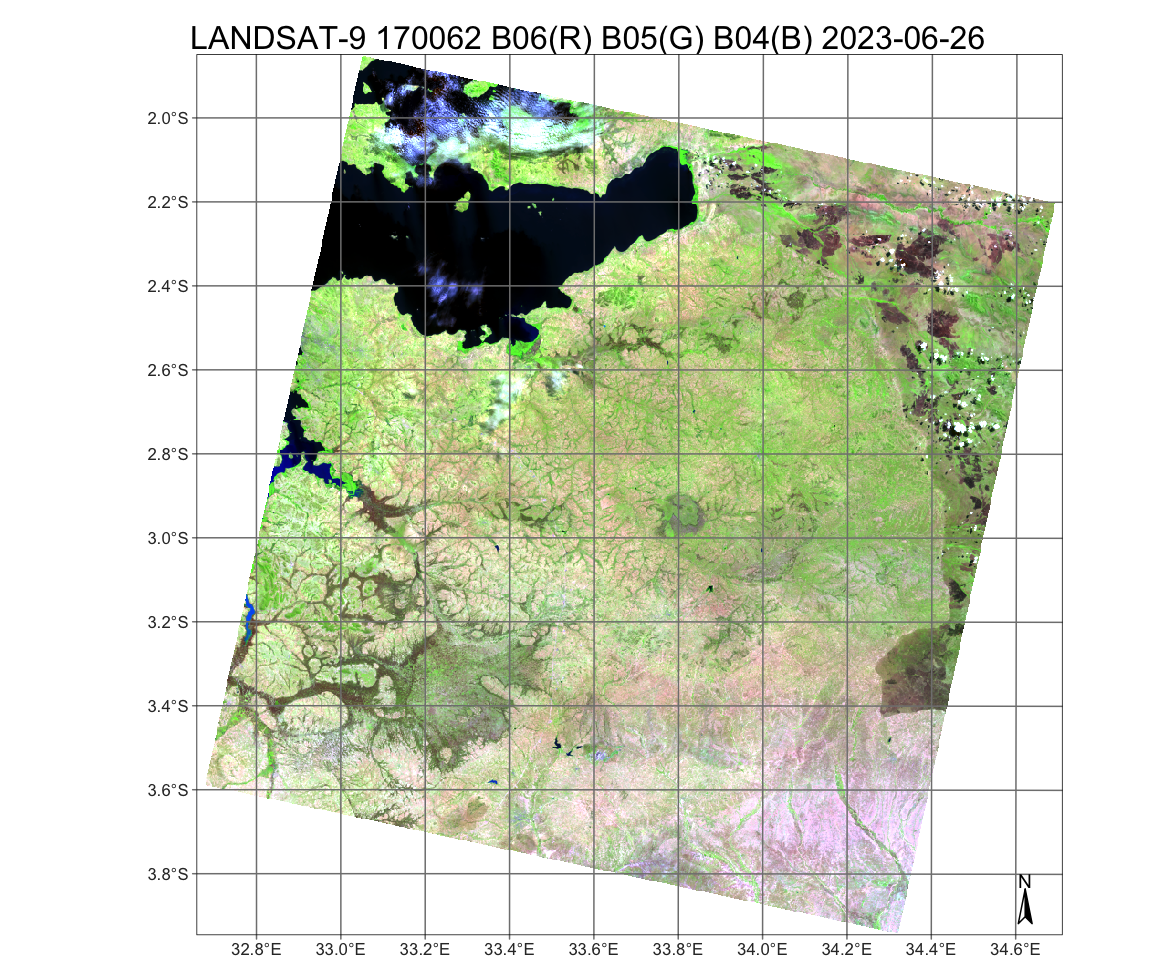 Landsat-9 image in an area over the Serengeti in Tanzania (source: Digital Earth Africa).