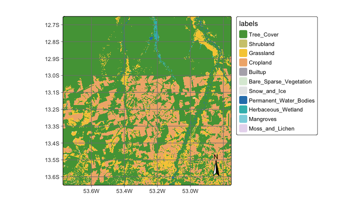 Plot of World Cover 2021 map covering MGRS tile 22LBL (&copy; TerraScope).