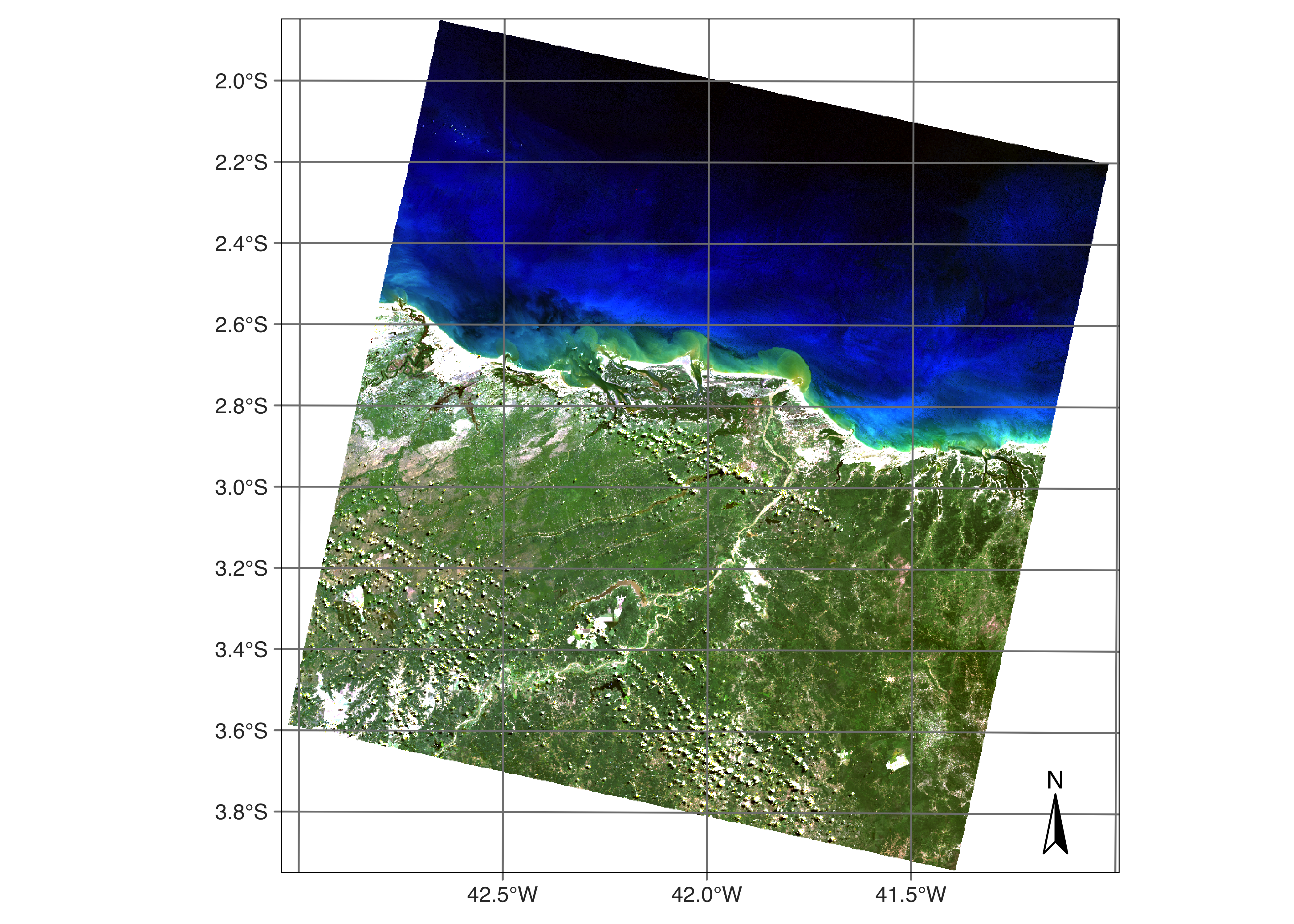 Landsat-8 image in an area in Northeast Brazil (Source: Authors).