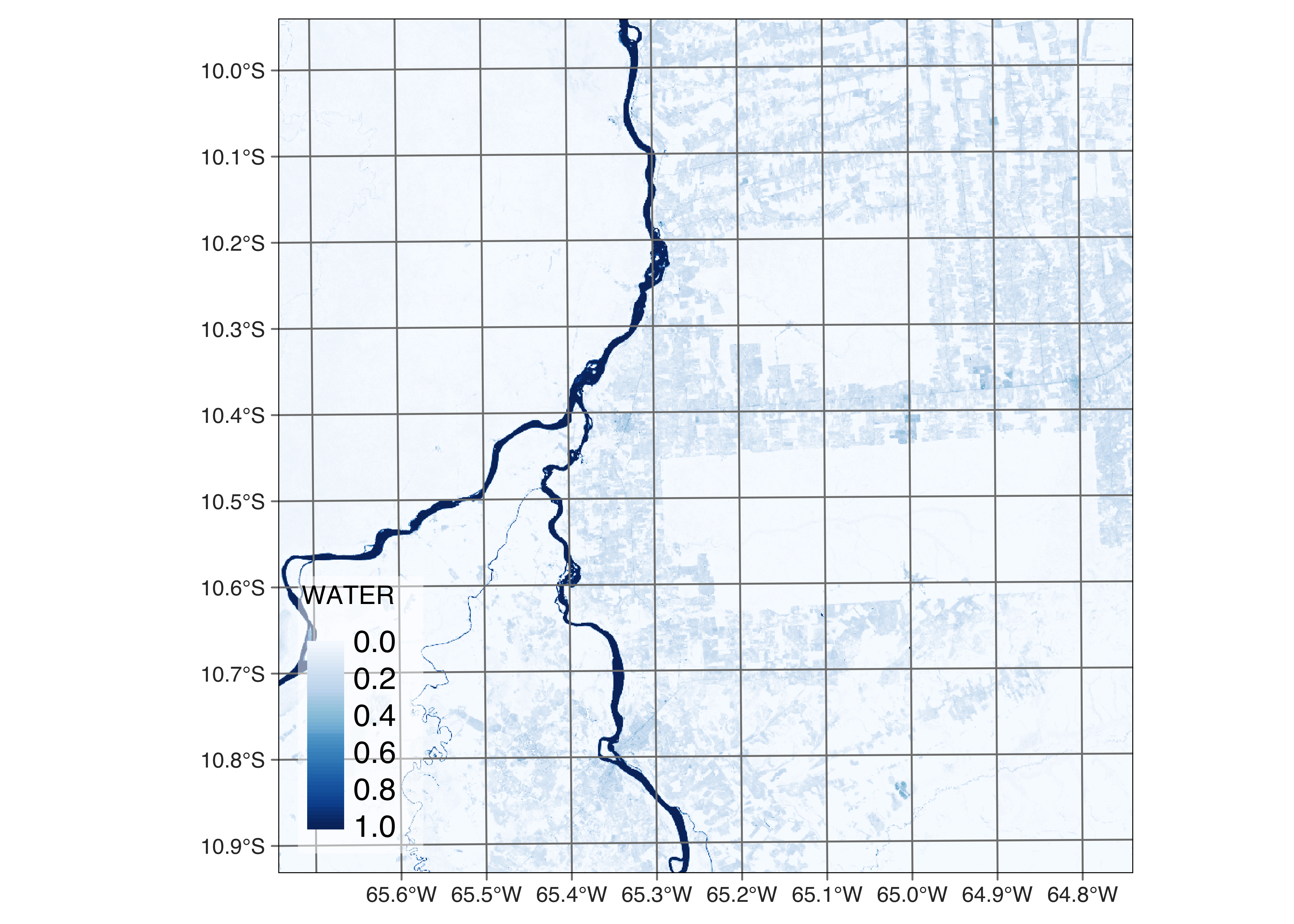 Percentage of water per pixel estimated by mixture model (Source: Authors).