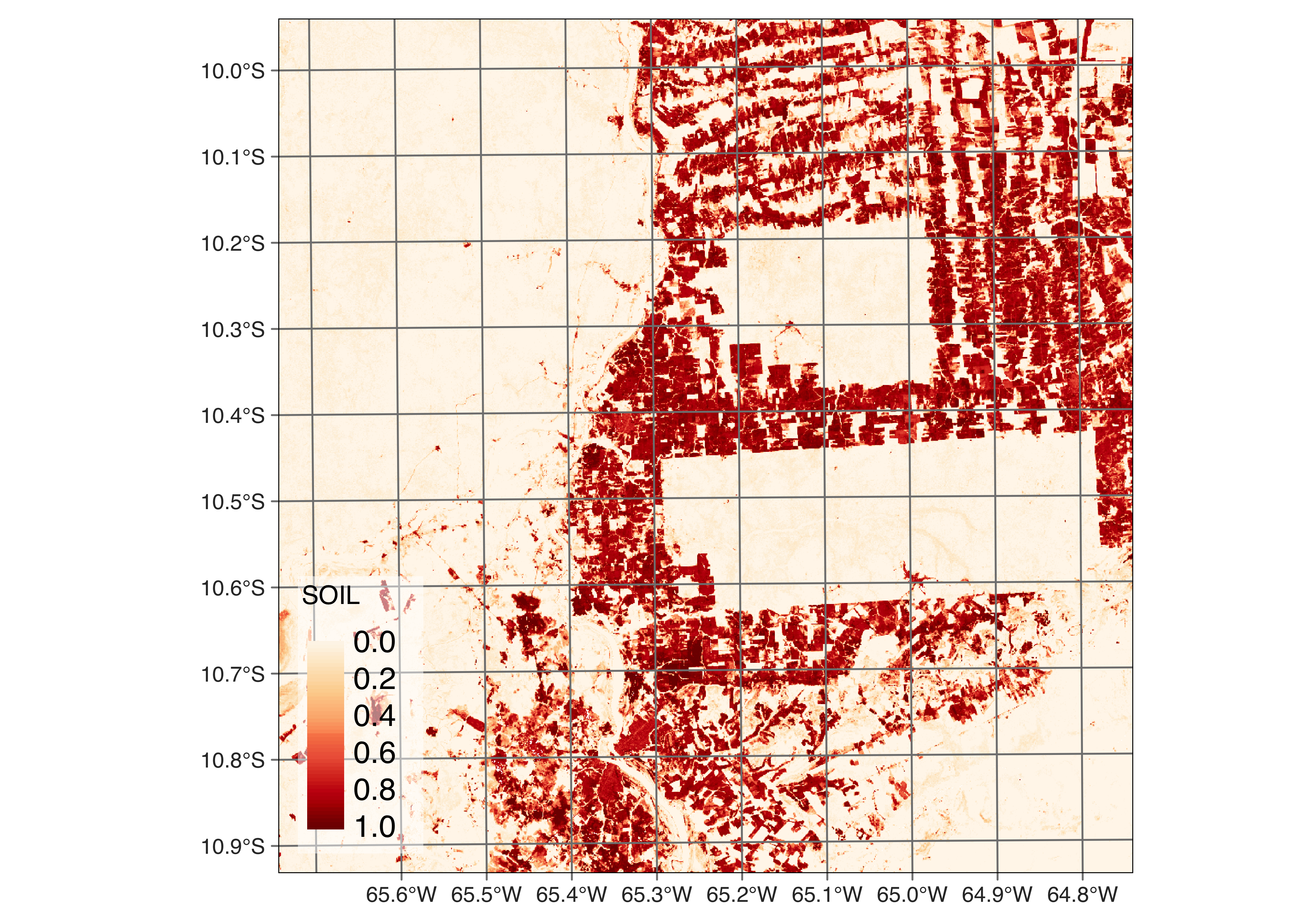 Percentage of soil per pixel estimated by mixture model (Source: Authors).